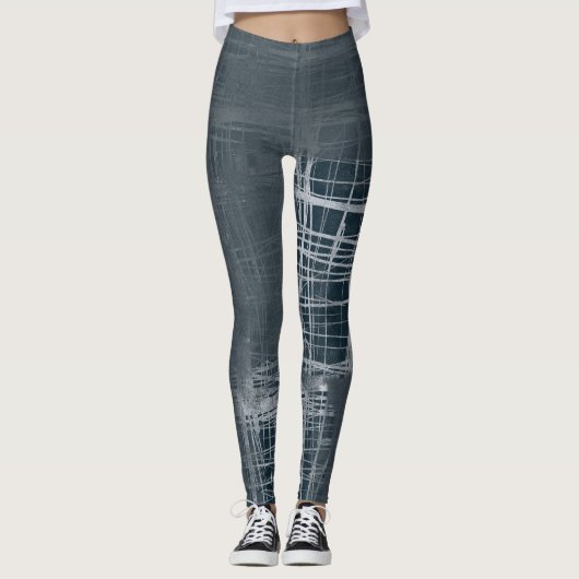 Modernes abstraktes Stahlblau Leggings (Vorderseite)