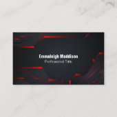 Modernes Abstraktes Tech-Design | Schwarz Rot Visitenkarte (Vorderseite)