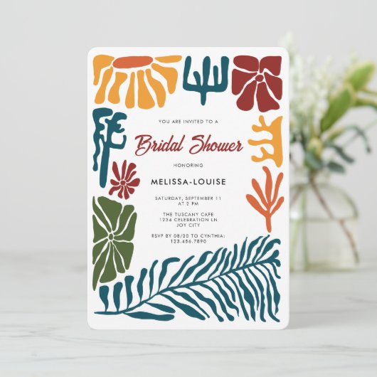 Modernes Abstraktes Terracotta Brautparty Einladung (Stehend Vorderseite)