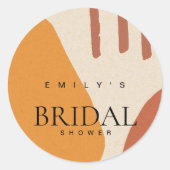 MODERNES ABSTRAKTES TERRACOTTA KÜNSTLERISCHES BRAU RUNDER AUFKLEBER (Vorderseite)