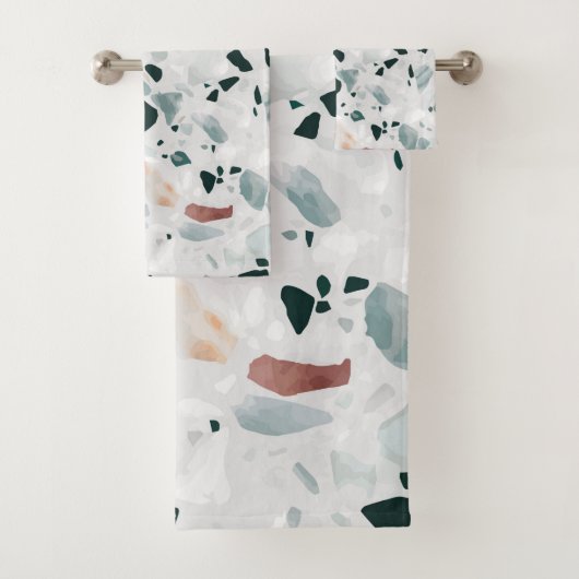Modernes Abstraktes Terrazzo-Muster Badhandtuch Set (Insitu)