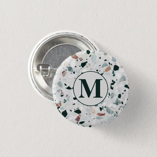 Modernes Abstraktes Terrazzo-Muster Button (Vorne & Hinten)