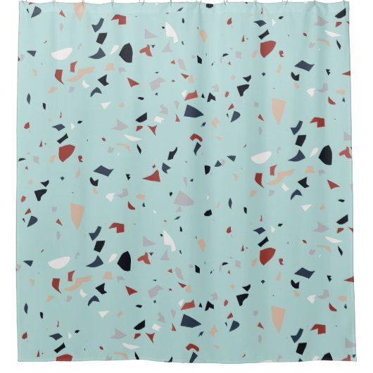 Modernes Abstraktes Terrazzo-Muster Duschvorhang (Vorderseite)
