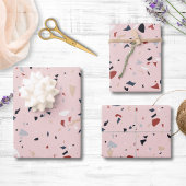 Modernes Abstraktes Terrazzo-Muster Geschenkpapier Set