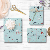 Modernes Abstraktes Terrazzo-Muster Geschenkpapier Set