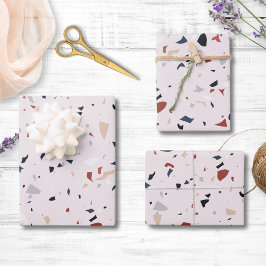 Modernes Abstraktes Terrazzo-Muster Geschenkpapier Set