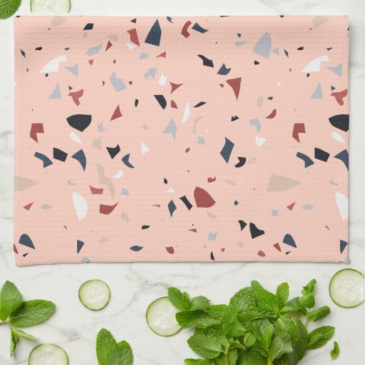 Modernes Abstraktes Terrazzo-Muster Geschirrtuch (Gefaltet)