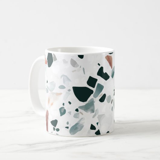 Modernes Abstraktes Terrazzo-Muster Kaffeetasse (Vorderseite Links)