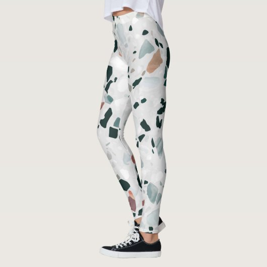 Modernes Abstraktes Terrazzo-Muster Leggings (Links)