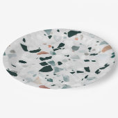 Modernes Abstraktes Terrazzo-Muster Pappteller (Schrägansicht)