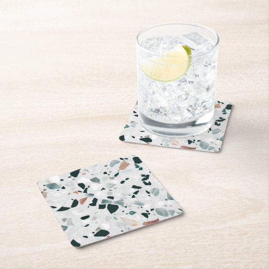 Modernes Abstraktes Terrazzo-Muster Rechteckiger Pappuntersetzer (Vor Ort)