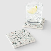 Modernes Abstraktes Terrazzo-Muster Steinuntersetzer (Seitenansicht)