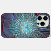 Modernes Abstraktes Trendy Blue Blume Fraktal Art Case-Mate iPhone Hülle (Rückseite (Horizontal))