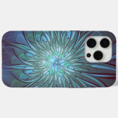 Modernes Abstraktes Trendy Blue Blume Fraktal Art Case-Mate iPhone Hülle (Rückseite (Horizontal))