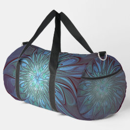 Modernes Abstraktes Trendy Blue Blume Fraktal Art Duffle Bag