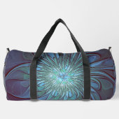 Modernes Abstraktes Trendy Blue Blume Fraktal Art Duffle Bag (Rückseite)