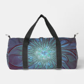 Modernes Abstraktes Trendy Blue Blume Fraktal Art Duffle Bag (Vorderseite)