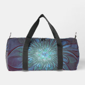 Modernes Abstraktes Trendy Blue Blume Fraktal Art Duffle Bag (Rückseite)