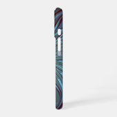 Modernes Abstraktes Trendy Blue Blume Fraktal Art iPhone 16 Hülle (Linke Seite)