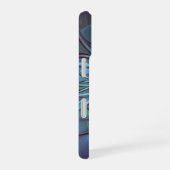 Modernes Abstraktes Trendy Blue Blume Fraktal Art iPhone 16 Hülle (Rechte Seite)