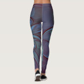Modernes Abstraktes Trendy Blue Blume Fraktal Art Leggings (Rückseite)