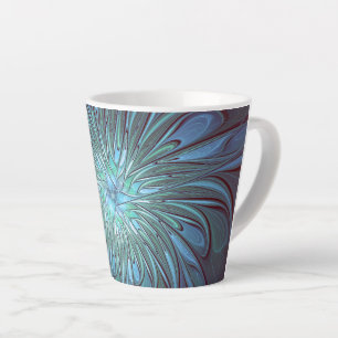 Modernes Abstraktes Trendy Blue Blume Fraktal Art Milchtasse