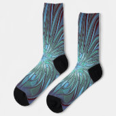 Modernes Abstraktes Trendy Blue Blume Fraktal Art Socken (Linkes Detail)