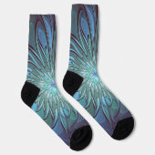 Modernes Abstraktes Trendy Blue Blume Fraktal Art Socken (Rechts)