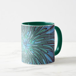 Modernes Abstraktes Trendy Blue Blume Fraktal Art Tasse