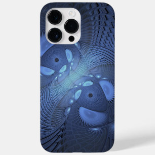 Modernes Abstraktes Trendy Dusk Blue Fraktal Art C Case-Mate iPhone 14 Pro Max Hülle