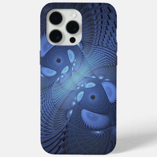 Modernes Abstraktes Trendy Dusk Blue Fraktal Art C Case-Mate iPhone Hülle (Rückseite)