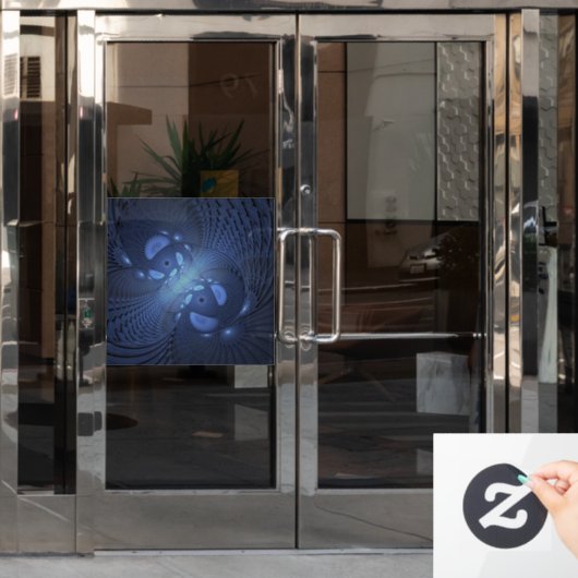 Modernes Abstraktes Trendy Dusk Blue Fraktal Art C Fensteraufkleber (Büro Tür)