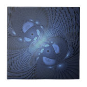 Modernes Abstraktes Trendy Dusk Blue Fraktal Art C Fliese (Vorderseite)