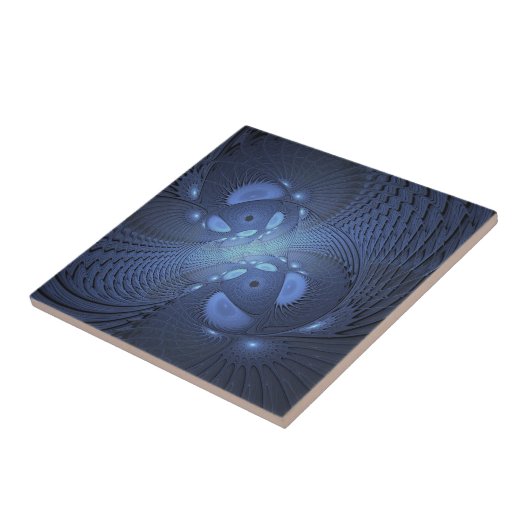 Modernes Abstraktes Trendy Dusk Blue Fraktal Art C Fliese (Seite)