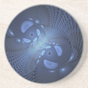 Modernes Abstraktes Trendy Dusk Blue Fraktal Art C Getränkeuntersetzer