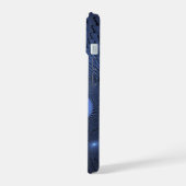 Modernes Abstraktes Trendy Dusk Blue Fraktal Art C iPhone 15 Hülle (Linke Seite)