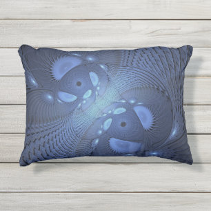 Modernes Abstraktes Trendy Dusk Blue Fraktal Art C Kissen Für Draußen
