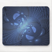 Modernes Abstraktes Trendy Dusk Blue Fraktal Art C Mousepad (Vorne)