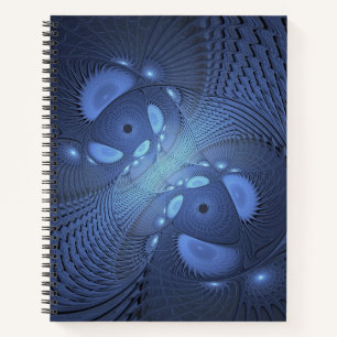 Modernes Abstraktes Trendy Dusk Blue Fraktal Art C Notizblock