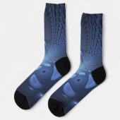 Modernes Abstraktes Trendy Dusk Blue Fraktal Art C Socken (Linkes Detail)