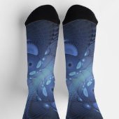 Modernes Abstraktes Trendy Dusk Blue Fraktal Art C Socken (Oben)