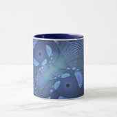 Modernes Abstraktes Trendy Dusk Blue Fraktal Art C Tasse (Zentrum)