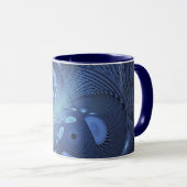 Modernes Abstraktes Trendy Dusk Blue Fraktal Art C Tasse (VorderseiteRechts)