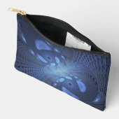 Modernes Abstraktes Trendy Dusk Blue Fraktal Art C Zubehörtasche (Offen)