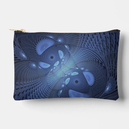 Modernes Abstraktes Trendy Dusk Blue Fraktal Art C Zubehörtasche (Vorderseite)