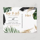 Modernes abstraktes, tropisches Hochzeitsfest-Foto Ankündigungspostkarte (Rückseite)