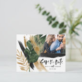 Modernes abstraktes, tropisches Hochzeitsfest-Foto Ankündigungspostkarte (Stehend Vorderseite)