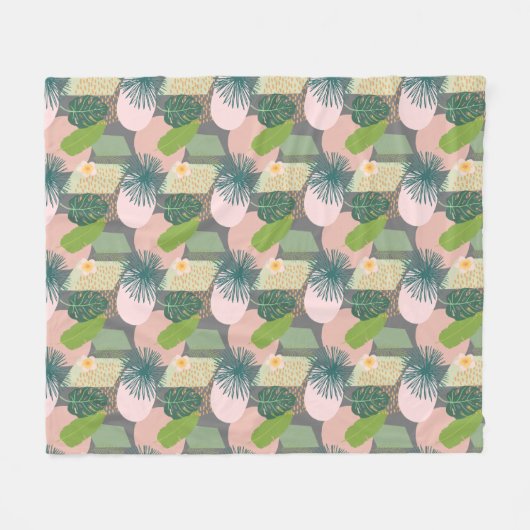 Modernes Abstraktes tropisches Muster Fleecedecke (Vorderseite (Horizontal))