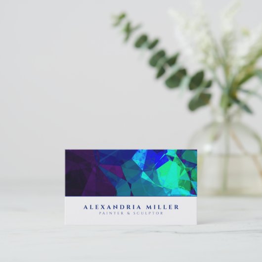 Modernes Abstraktes Türkisblau und Lila Visitenkarte (Stehend Vorderseite)