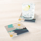 Modernes, Abstraktes und florales Aquamarin Glasuntersetzer (Schrägansicht)